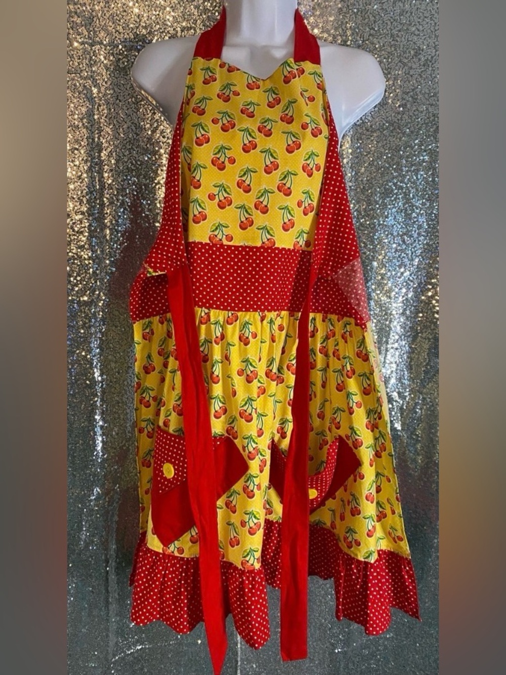 Cherry Bomb Rockabilly | Pin-Up Apron | Custom Handmade | Retro Kitchen Glam